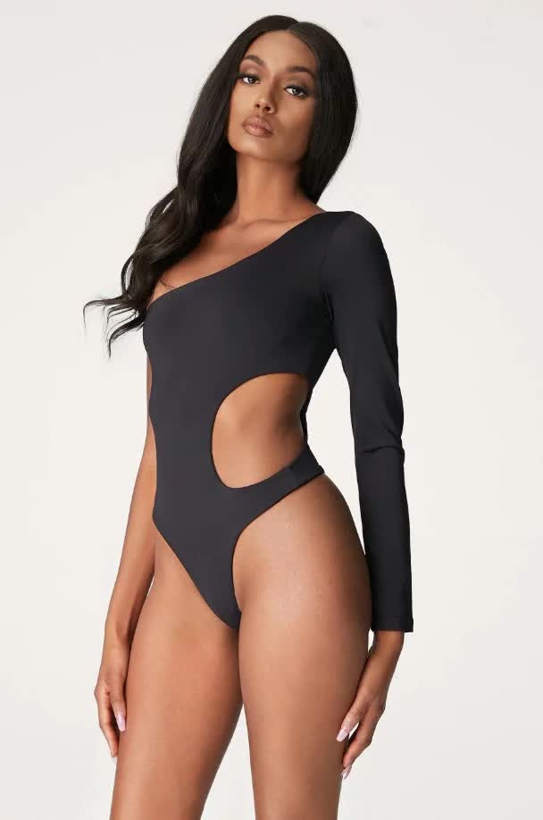 Body Feminino Um Ombro Só Detalhe na Cintura